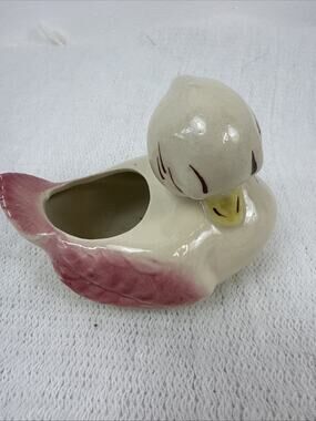Vintage Shawnee Pottery Sleeping Duckling Planter Ceramic 1950s Pink Succulent